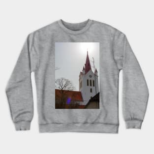 Spire of the bell-tower of St. John’s Church in Cesis, Latvia Crewneck Sweatshirt